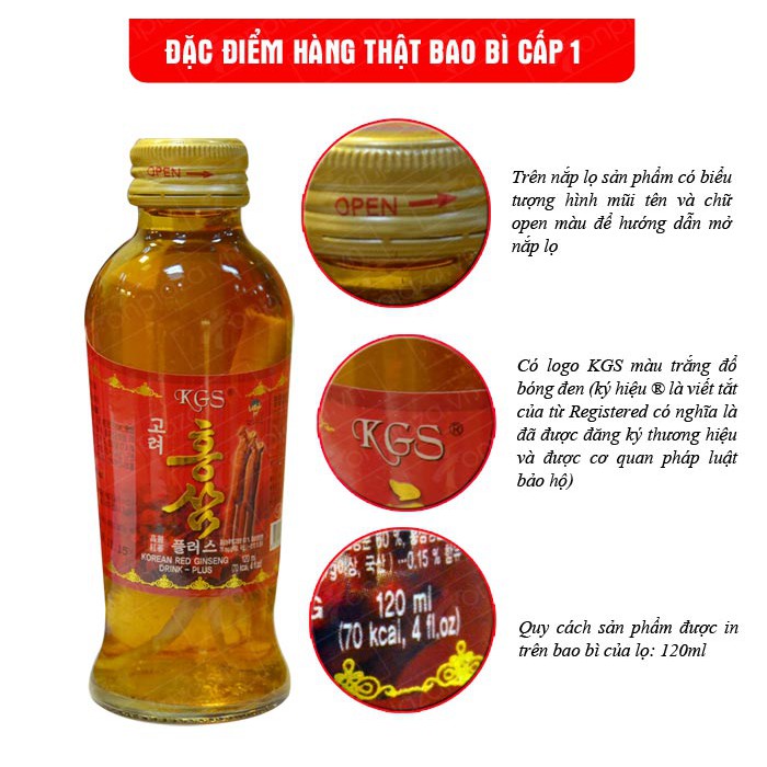 Hộp 10 Chai Nước Hồng Sâm có củ cao cấp KGS Hàn Quốc