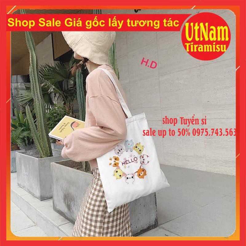Túi vải tote cực xinh Cực kute kiểu dáng unisexFreesize 55kgphong cách Hàn Quốc