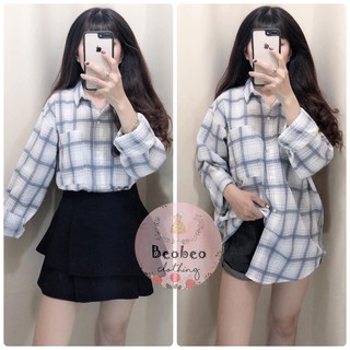[Ảnh thật] Áo sơ mi kẻ ô vuông 3 màu oversize ulzzang