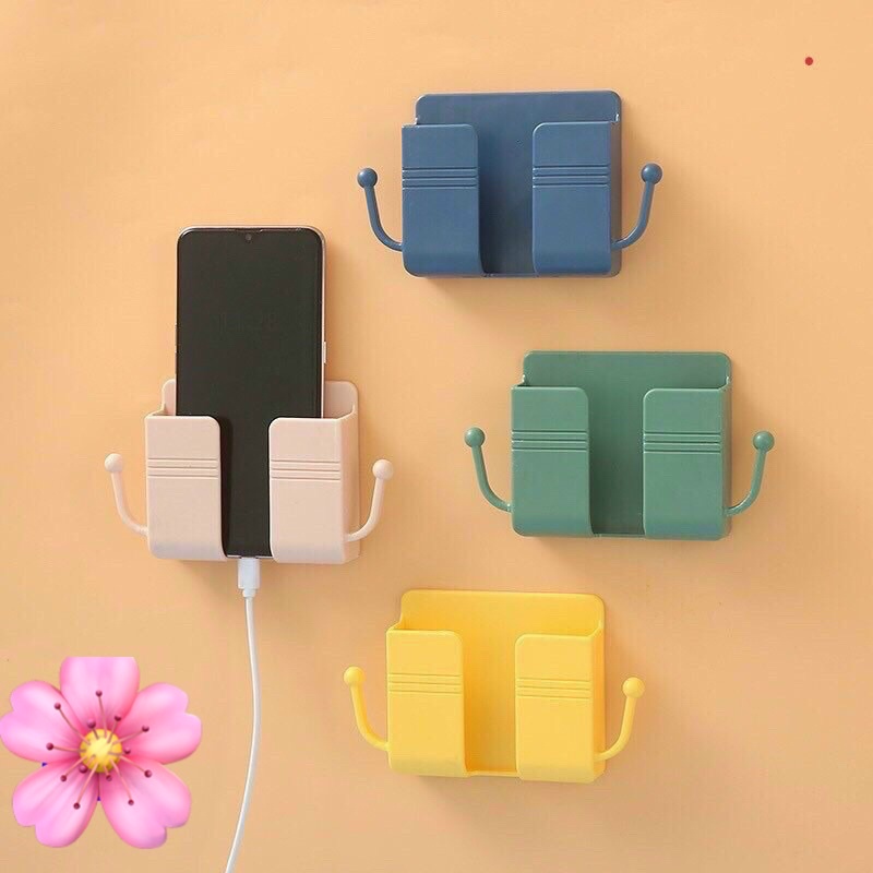 Kệ Điện Thoại Dán Tường Có Tai Để  Đồ Dùng -Giá Đỡ Sạc Điện Thoại - Có Móc Treo Chìa Khoá - dây sạc T395