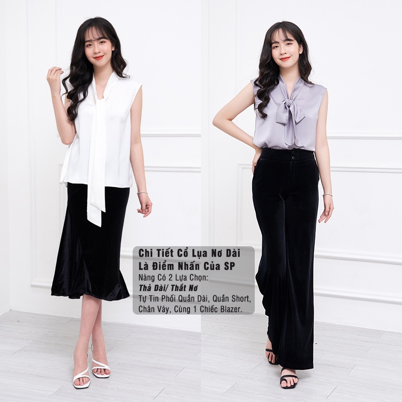 Áo công sở nữ jisilk đẹp kiểu bigsize lụa hàn quốc tiểu thư nơ cổ tay lỡ Jula L.AK0-01
