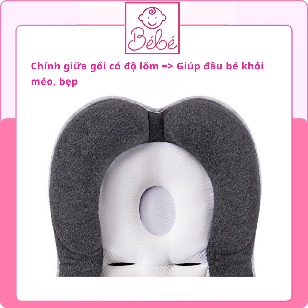 Gối chống trào ngược, chống bẹp đầu bông Polyester cao cấp cho bé