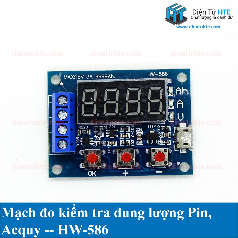 Mạch đo kiểm tra dung lượng Pin, Acquy HW-586 kèm trở công suất [HTE Quy Nhơn CN2]