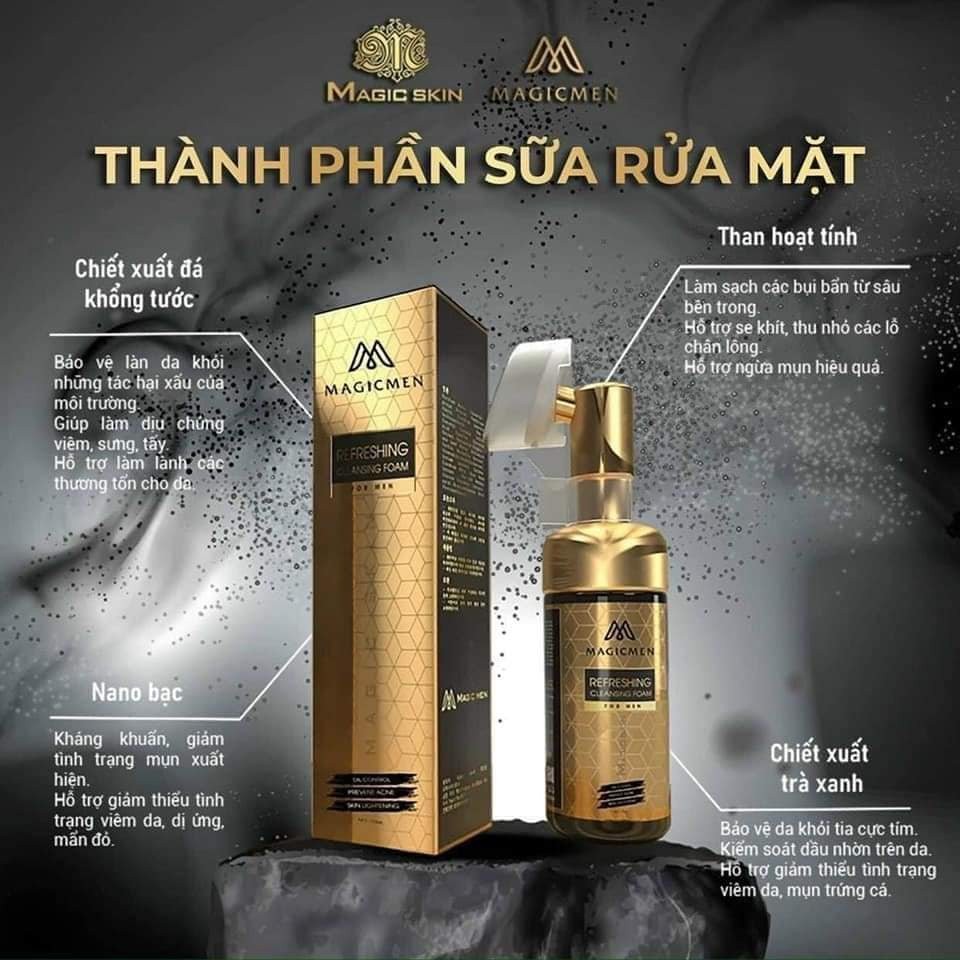 Sữa rửa mặt bọt Magic Skin cho NAM MagicMen Refreshing Cleansing Foam for MEN 👍 KIỀM DẦU, HƯƠNG THƠM NAM TÍNH