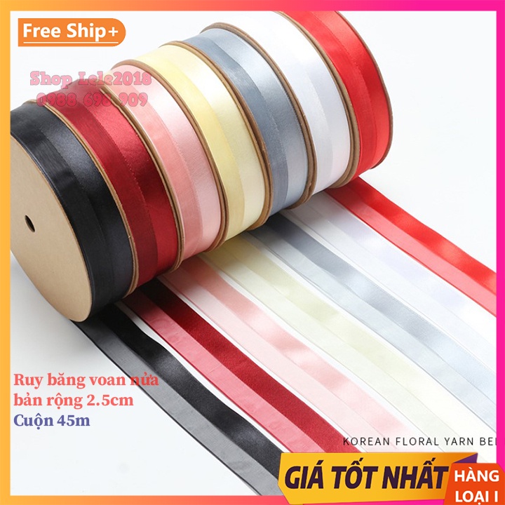 Ruy băng nửa voan 25mm ❤️FreeShip❤️ Ruy băng voan nửa loại đẹp