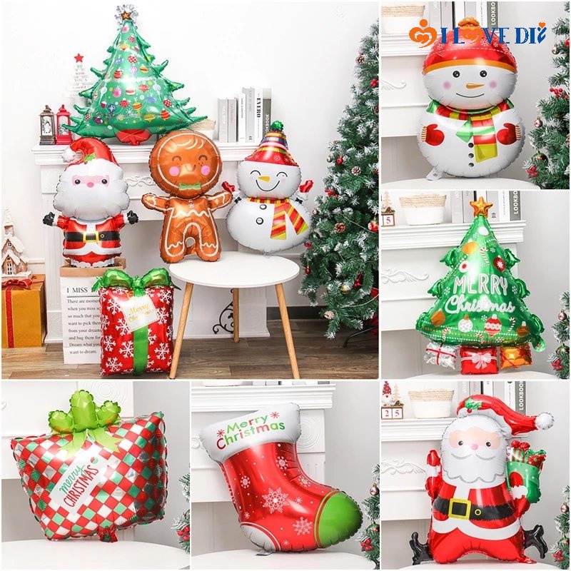 Bong Bóng Lá Nhôm Hình Người Tuyết / Ông Già Noel / Người Tuyết Dùng Trang Trí Cây Thông Giáng Sinh