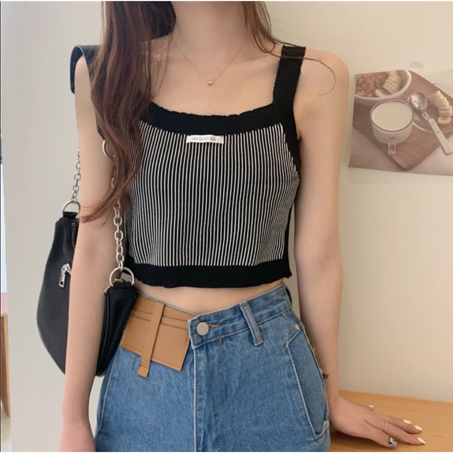 Áo Croptop Sát Nách Hoạ Tiết Kẻ Sọc Thời Trang Mùa Hè