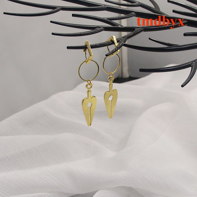 Khuyên Tai Dạng Kẹp Màu Vàng In Hình Anime Luxiem Ike Eveland Vtuber Vox Akuma Thời Trang Cho Nam