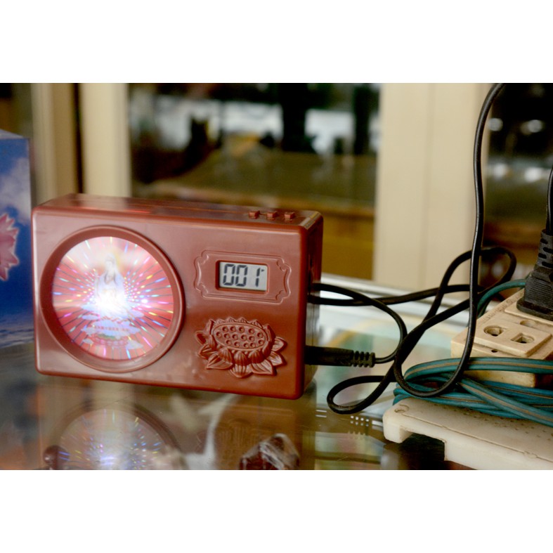 Máy niệm Phật tụng kinh 20 bài hào quang phát sáng-Có video thử máy