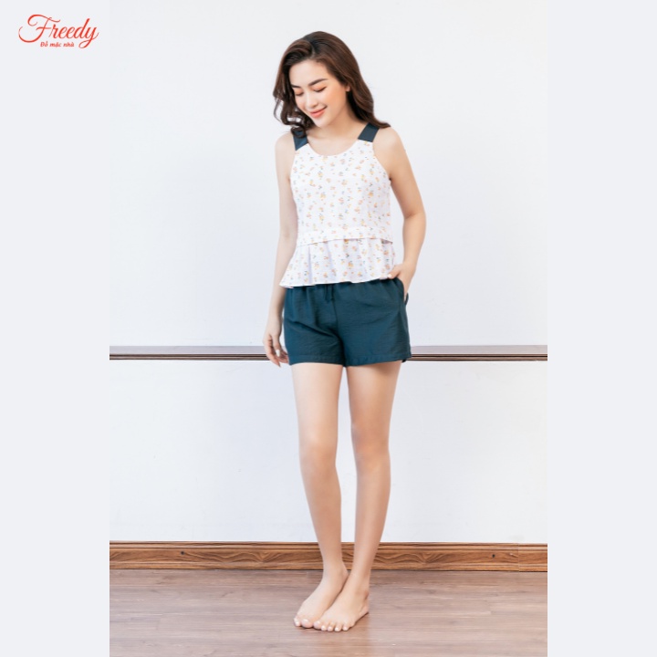 [Mã BMBAU50 giảm 7% đơn 99K] Đồ ngủ nữ Freedy trắng in hoa nhí - BH1247