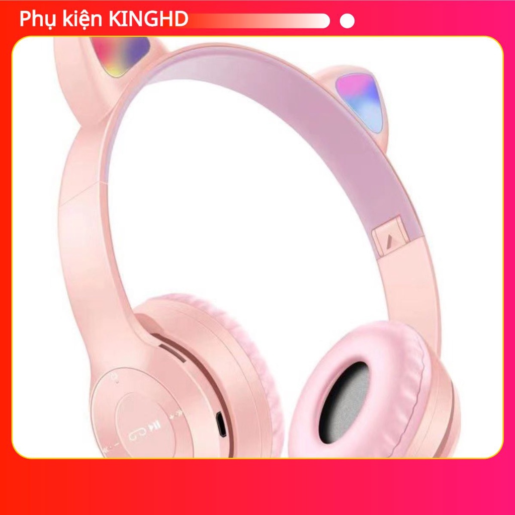 Tai Nghe bluetooth tai mèo kute, Headphone Tai Mèo Dễ Thương Có Mic,Âm Bass Mạnh Mẽ Và Dung Lượng Pin Khủng 400mAh