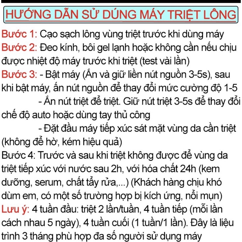 Máy triệt lông vĩnh viễn mini tại nhà tặng gel , dạo cạo và kính