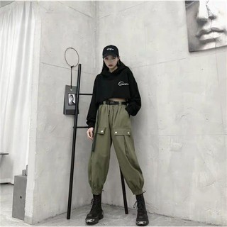 Quần joggers túi hộp kaki nữ phong cách ulzzang năng động cá tính
