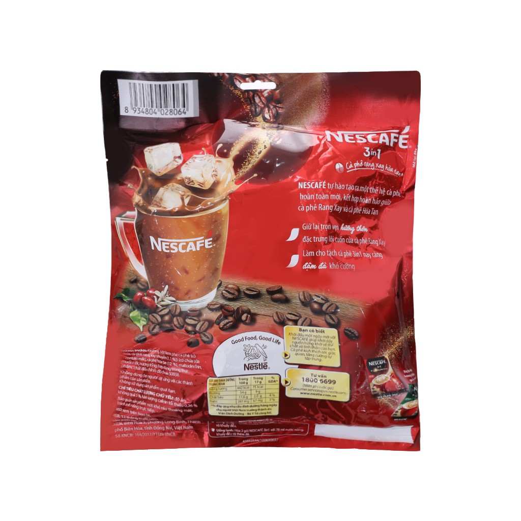 Cà phê sữa NesCafé 3 in 1 đậm đà hài hòa 782g (46 gói x 17g)