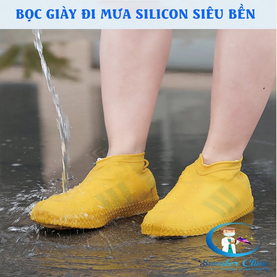 Ủng Bọc Giày Đi Mưa Chống Nước Chống Trơn Trượt Tiện Dụng Chất Liệu Silicon Siêu Bền