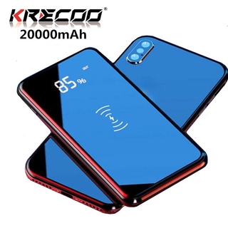 Bộ sạc dự phòng krecoo không dây sạc nhanh 100% cổng usb 20000mah
