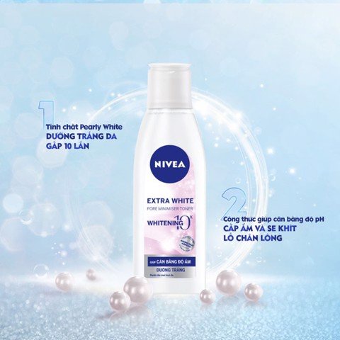 Nước Hoa Hồng Dưỡng Trắng Da &amp; Thu Nhỏ Lỗ Chân Lông Nivea Extra White Pore Minimiser Toner 200ml