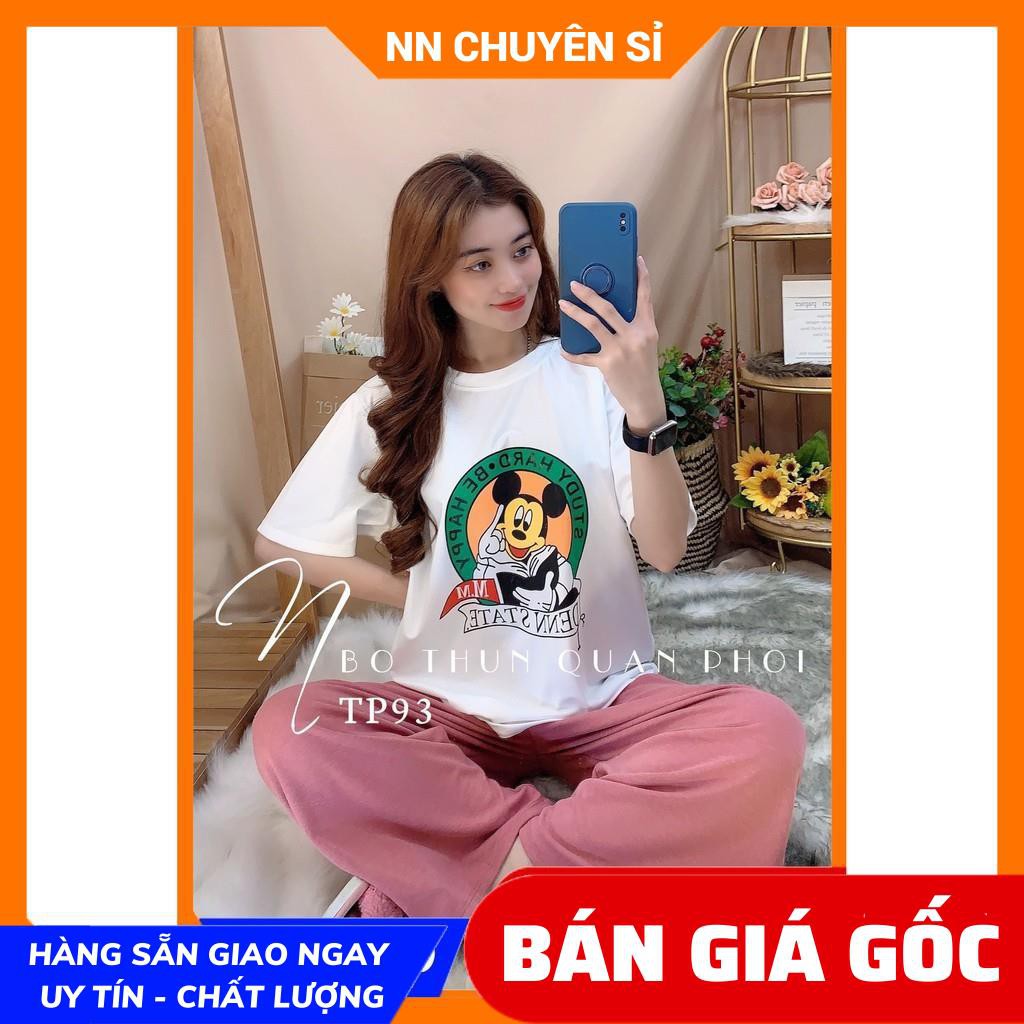 ĐỒ BỘ THUN HOẠT HÌNH QUẦN PHỐI TP90 ⚡ẢNH THẬT⚡ ĐỒ BỘ THUN QUẦN DÀI ⚡ ĐỒ BỘ NỮ ⚡ ĐỒ BỘ MẶC NHÀ