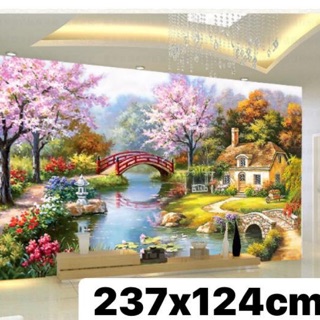 Tranh thêu tranh đá phong cảnh khổ lớn 237x124cm