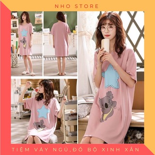 [ ẢNH THẬT ] Váy Ngủ Nữ Họa Tiết Hoạt Hình Thoáng Mát 💛 FREESHIP 💛 Đầm Mặc Nhà Kute