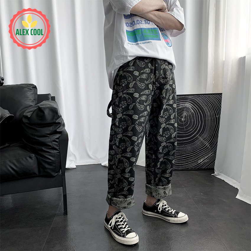 Quần jean Baggy ống xuông nam nữ hình gọt nước QJ 03 hottrend hàn quốc 2023