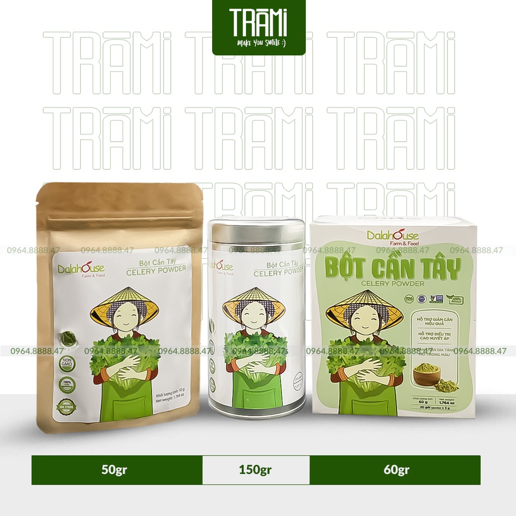 [CHÍNH HÃNG + QUÀ TẶNG] Bột Cần Tây Sấy Lạnh Nguyên Chất Dalahouse, Giúp Giảm Cân, Detox, Trắng Da.