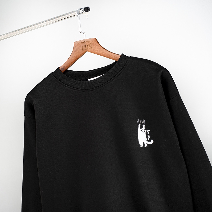 Áo dài tay trơn NỈ BÔNG Unisex Monster X Street Mèo Lan Can Sweater Ulzzang cặp đôi nam nữ form rộng oversize Hàn Quốc