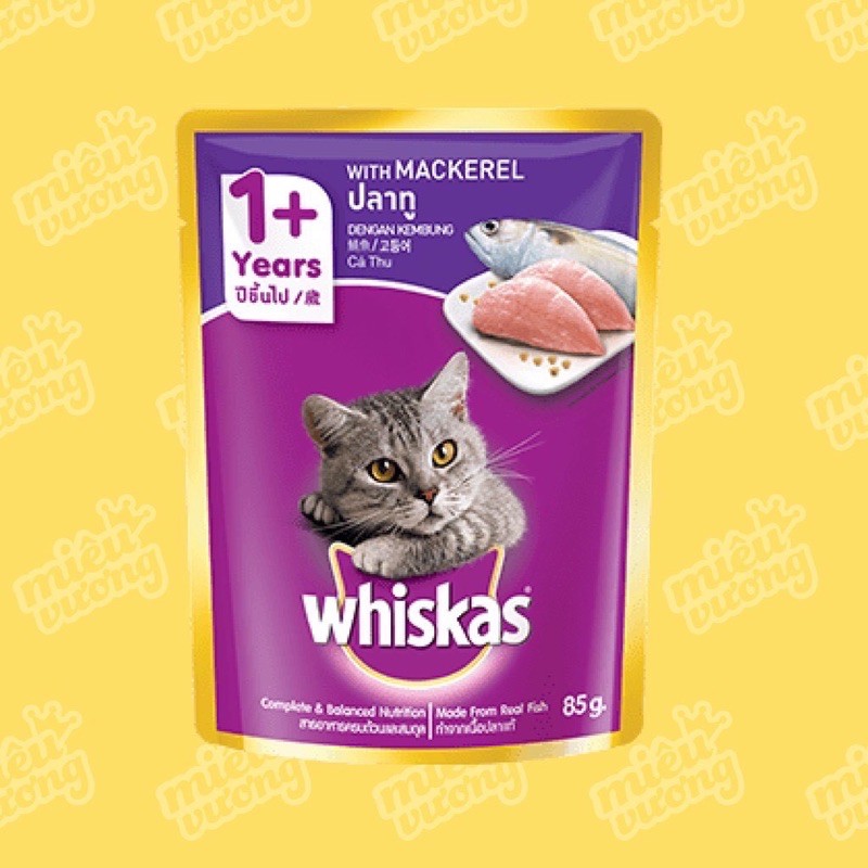 Thức ăn cho mèo Whiskas, pate whiska vị cá ngừ dạng túi cao cấp