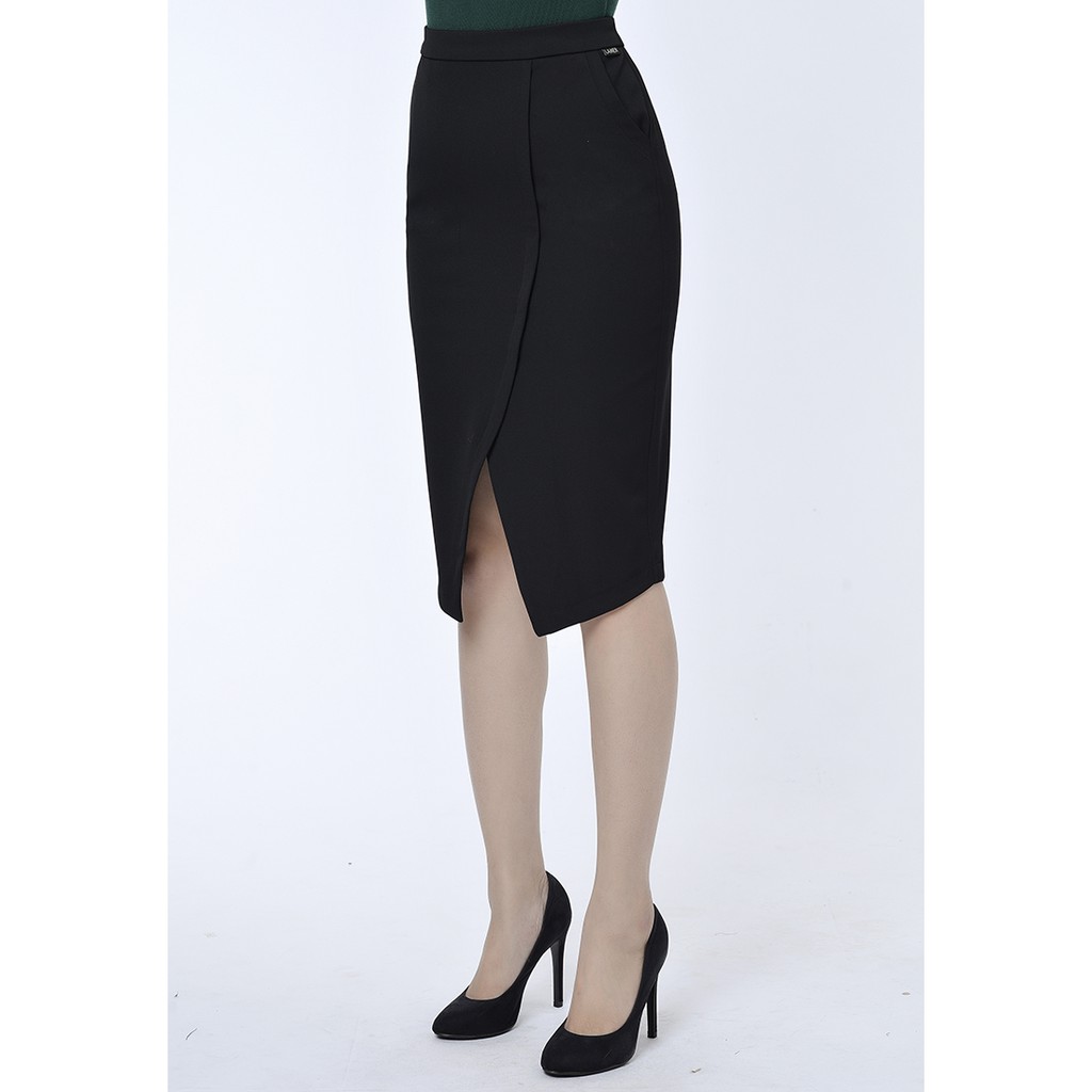 Chân váy bút chì chồng vạt LAMER L62I18T012 (Đen) | BigBuy360 - bigbuy360.vn
