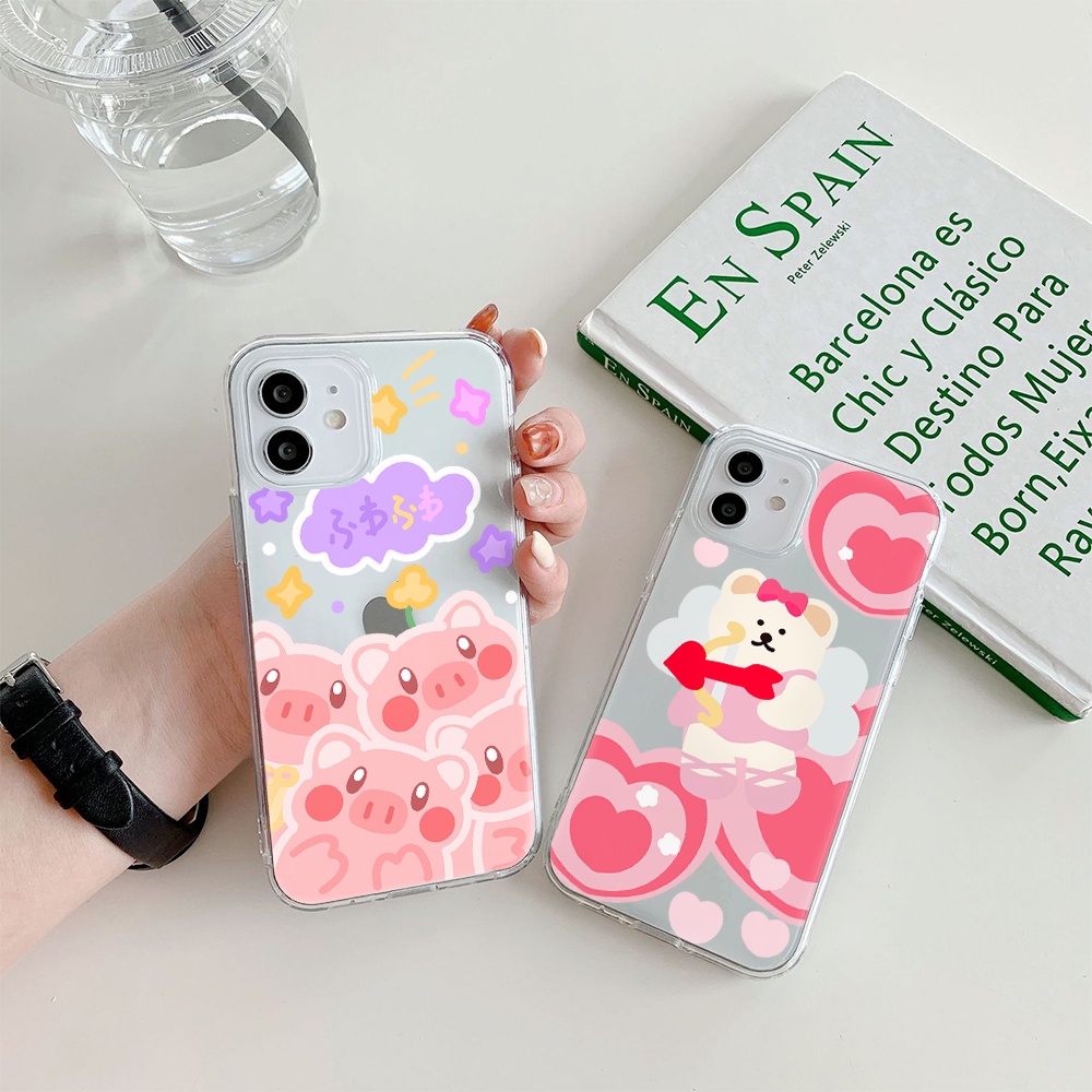 Ốp Điện Thoại Hình Gấu / Heo Hồng Cho Iphone 11 Pro Max 12 Pro Max 13 Pro Max Mini 6 7 8 6 7plus Se 2020 X Xs Xr 5 4