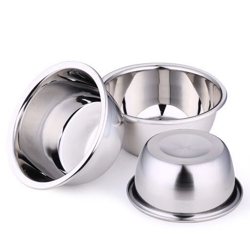 [TRỌN BỘ 4 THAU] Combo 4 thau inox SÂU cao cấp size 24 cm - 26 cm - 28 cm - 30 cm rửa rau, thau trộn salad an toàn