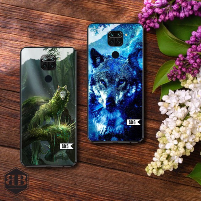 Ốp lưng kính cường lực Xiaomi Redmi Note 9 Vân Tay các mẫu sói đẹp ,ngầu