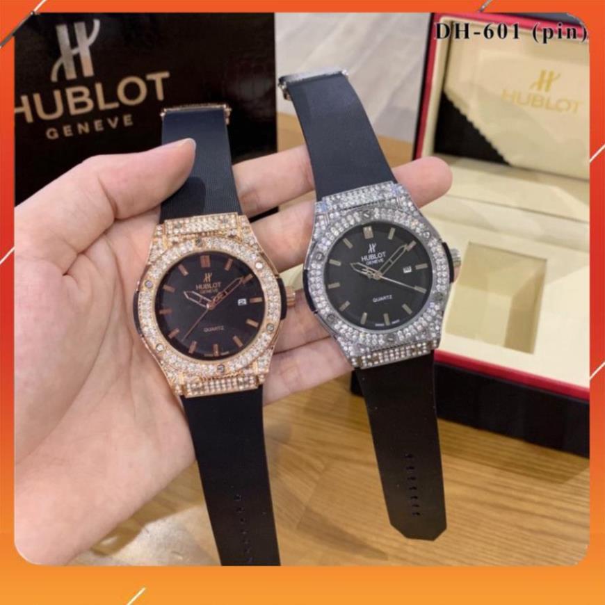 Đồng hồ Hublot nữ mặt tròn đính viền đá dây cao su thơm vani cao cấp DHN601 - Shop tokyo