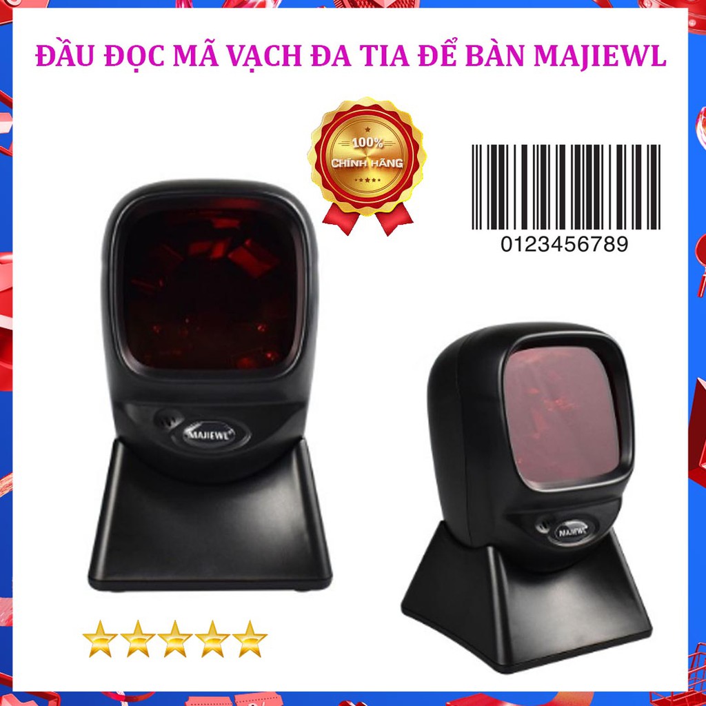 MẪU MỚI-   Đầu Đọc Mã Vạch Đa Tia MAJIEWL Để Bàn Máy Quét Mã Tự Động Nhanh , Chính Xác - BH 1 ĐỔI 1