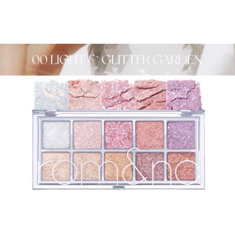 Bảng phấn mắt nhũ ROMAND Better Than Eye Palette màu số 00 Light and Glitter Garden 10 ô nhũ bling bling