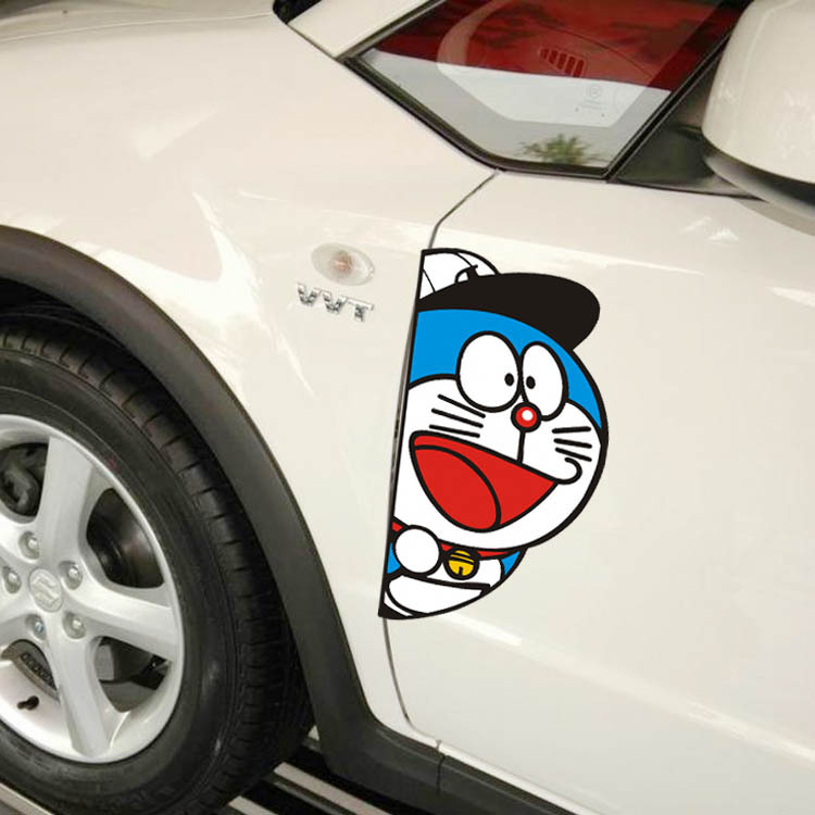 Miếng Dán Trang Trí Cửa Sổ Xe Hơi Chống Nước Chống Trầy Hình Doraemon Đáng Yêu