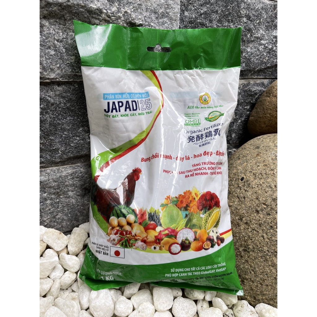 Phân gà hữu cơ Nhật 1kg Japadi phân hữu cơ cho rau màu cây ăn trái cây kiểng