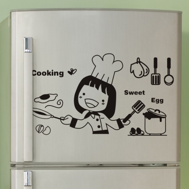 Decal trang trí tường - Cô gái đầu bếp