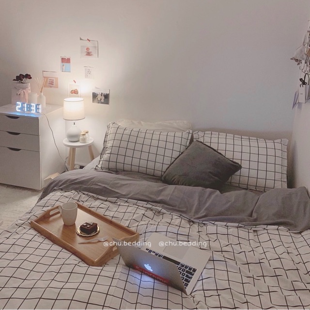 [FREESHIP] Bộ chăn ga poly cotton kẻ trắng | BigBuy360 - bigbuy360.vn