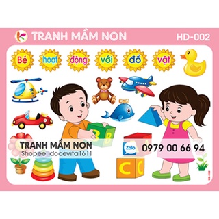 Decal mầm non - góc hoạt động với đồ vật hd-002