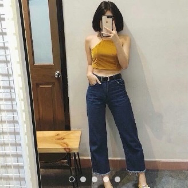 Quần bò sớ dáng lỡ cào túi vuông(MS:57.018)
