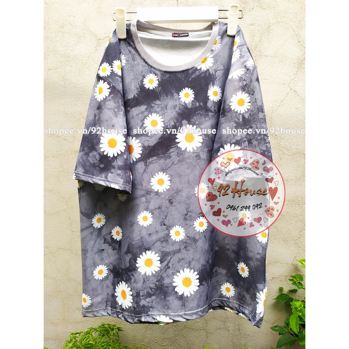 Áo thun unisex / Áo phông loang màu cúc hoạ mi form rộng tay lỡ