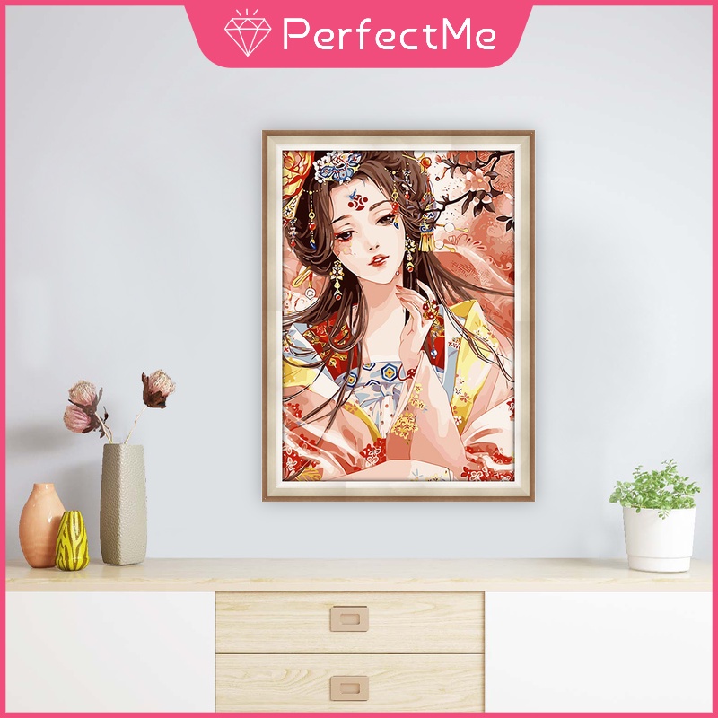 Tranh Đính Đá 30x40cm Kèm Phụ Kiện Tự Làm Hình Cô Gái Xinh Xắn Dùng Trang Trí