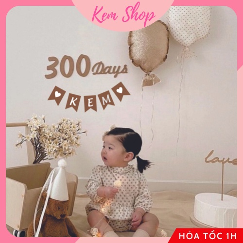 Dây chữ ghép tên bé sinh nhật tông nâu tây Hàn Quốc phong cách hiện đại - Kem Shop K305