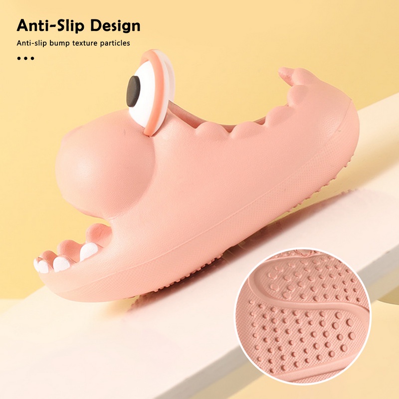 Dép EVA Đế Dày Chống Trượt Họa Tiết Khủng Long Hoạt Hình Màu Trơn Thời Trang Mùa Hè 2022 Cho Bé