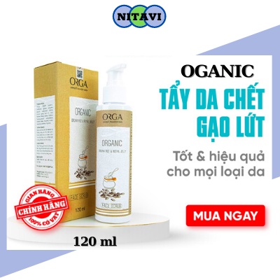 tẩy da chết Mặt loại bỏ tế bào chết bã nhờn Le'Orga Oganic Gạo Lứt - Gel Hạt Tẩy Kì Ngừa Mụn, Trẻ Hóa, Trắng Da 120ml