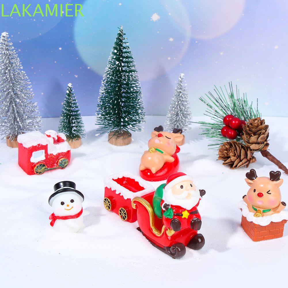Mô hình xe lửa mini bằng nhựa resin họa tiết ông già noel/người tuyết/tuần lộc trang trí giáng sinh DIY