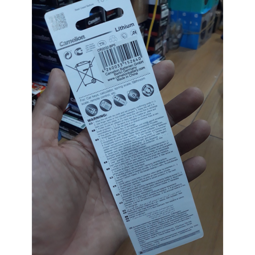 Pin CR2032 Lithium 3V Camelion Vĩ 5 Viên - Chính Hãng