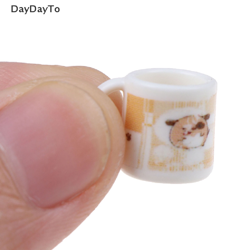 Set 2 Cốc Uống Trà / Cà Phê Mini Tỉ Lệ 1 / 12 Dùng Trang Trí Nhà Búp Bê