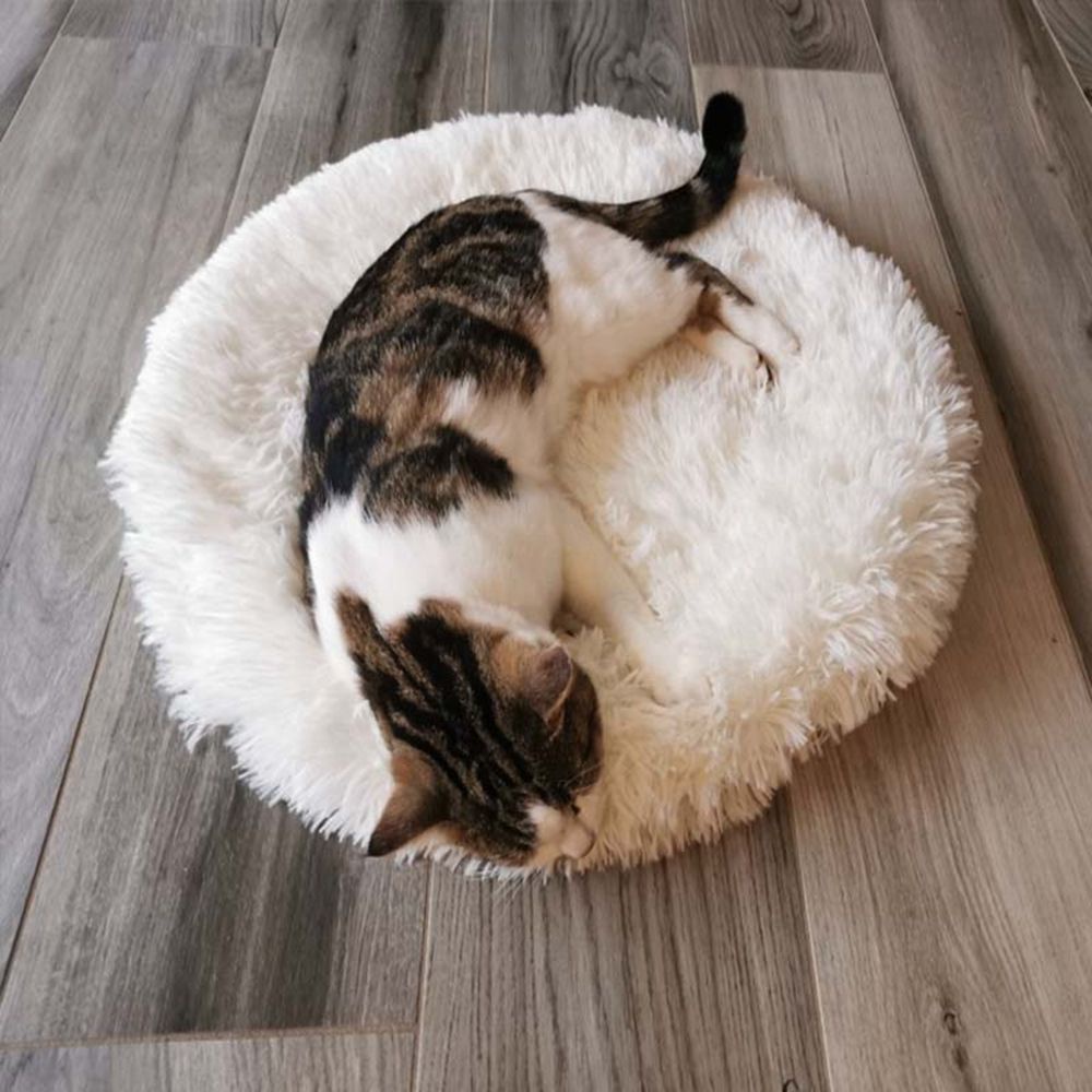 Nệm ngủ hình tròn bằng vải bông siêu mềm ấm áp nhiều màu có thể giặt rửa cho thú cưng